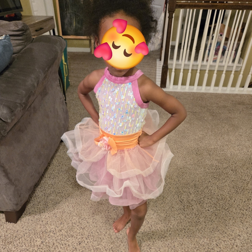 Pink and orange sequins dance tutu. Worn once for recital.